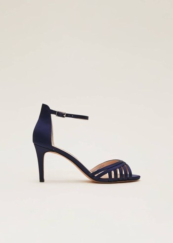 Phase Eight Satin Strappyed Heels Navy Canada | HARJSB-461